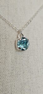 Blue Crystal Necklace in Rhodium 1