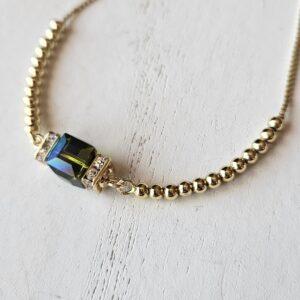 Green Glass Bead Adjustable Bracelet 1