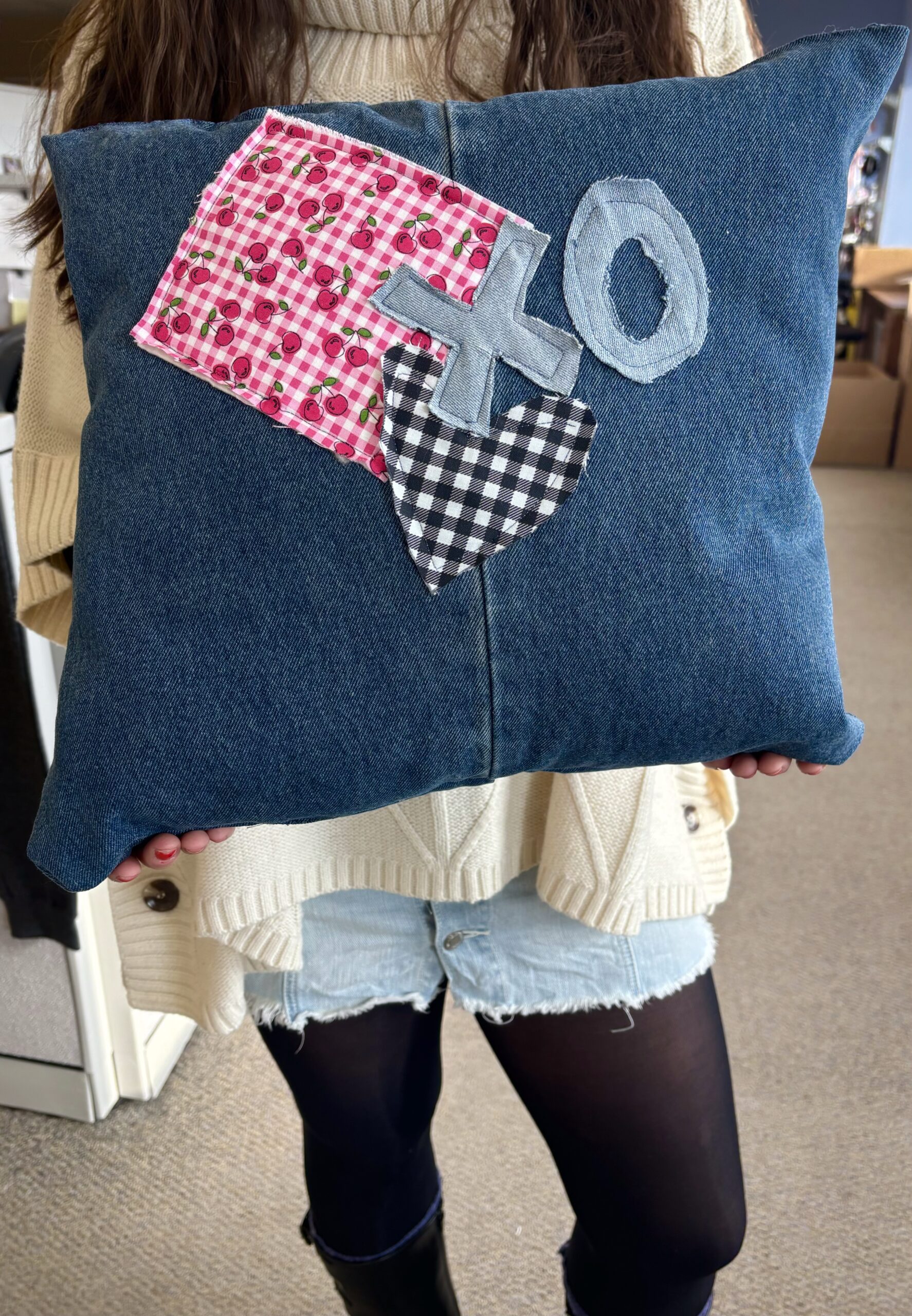 Upcycled XO Throw Pillow