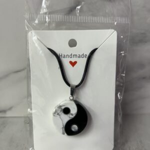 Howlite and Obsidian Ying Yang Pendant