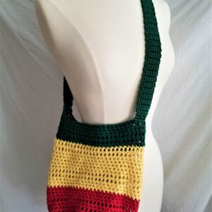 Market Crochet Tote Bag - Green/Yellow/Red