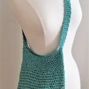 Market Crochet Tote Bag - Teal and Gold