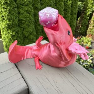 Axolotl Dice Guardian – Pink 3D Printed Holder