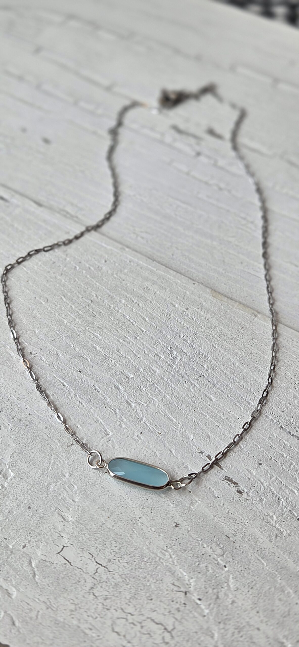 Simple blue connector necklace 2