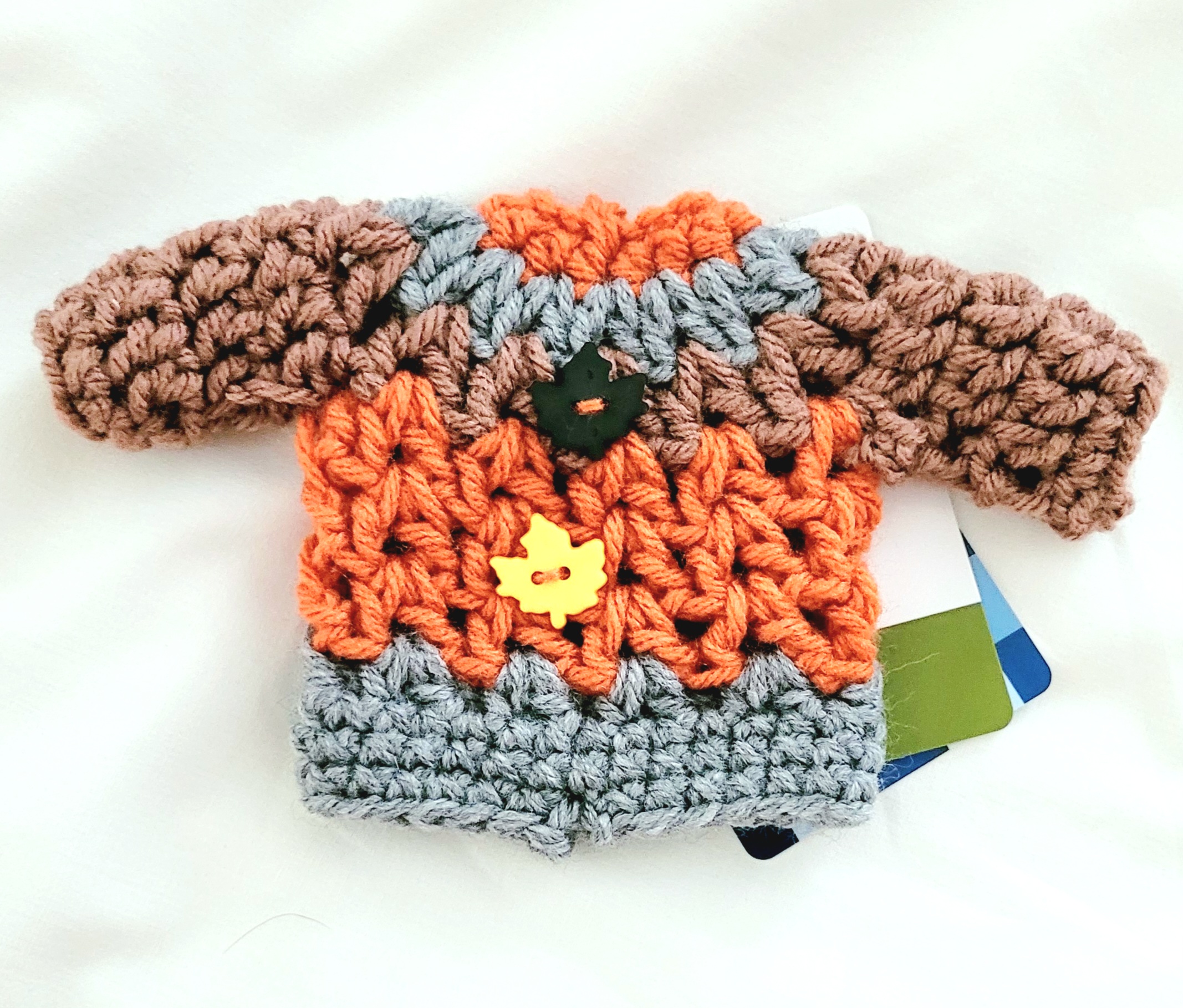 Gift Card Holder & Ornament - Autumn Brown Mini Sweater - Image 3