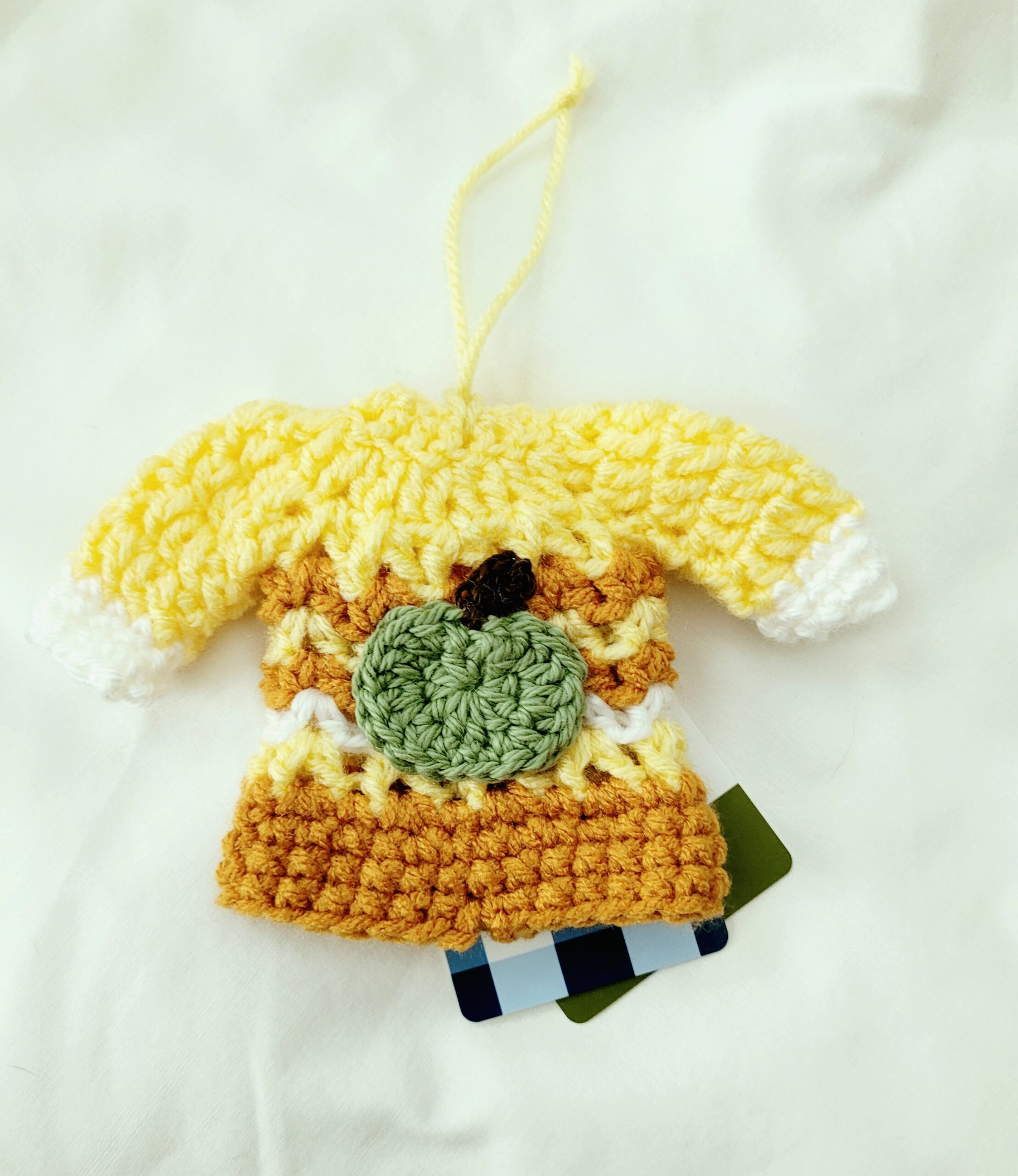 Gift Card Holder & Ornament - Candy Corn Pumpkin Mini Sweater - Image 2