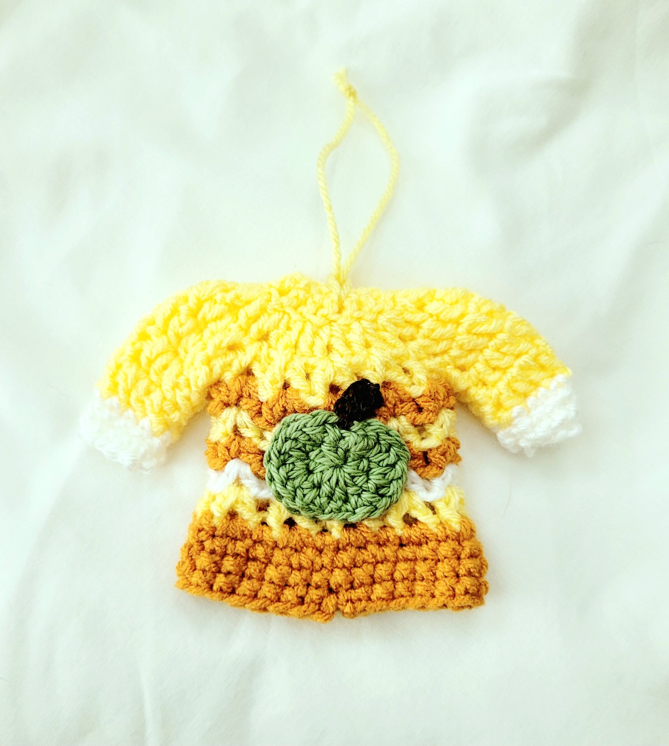 Gift Card Holder & Ornament - Candy Corn Pumpkin Mini Sweater