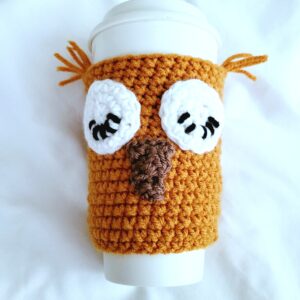 Cup Sleeve, Crochet - Curry, Autumn Nap Sleepy Owl