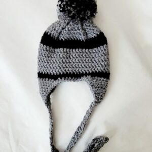 Baby Crochet Hat - Black/Grey - Newborn