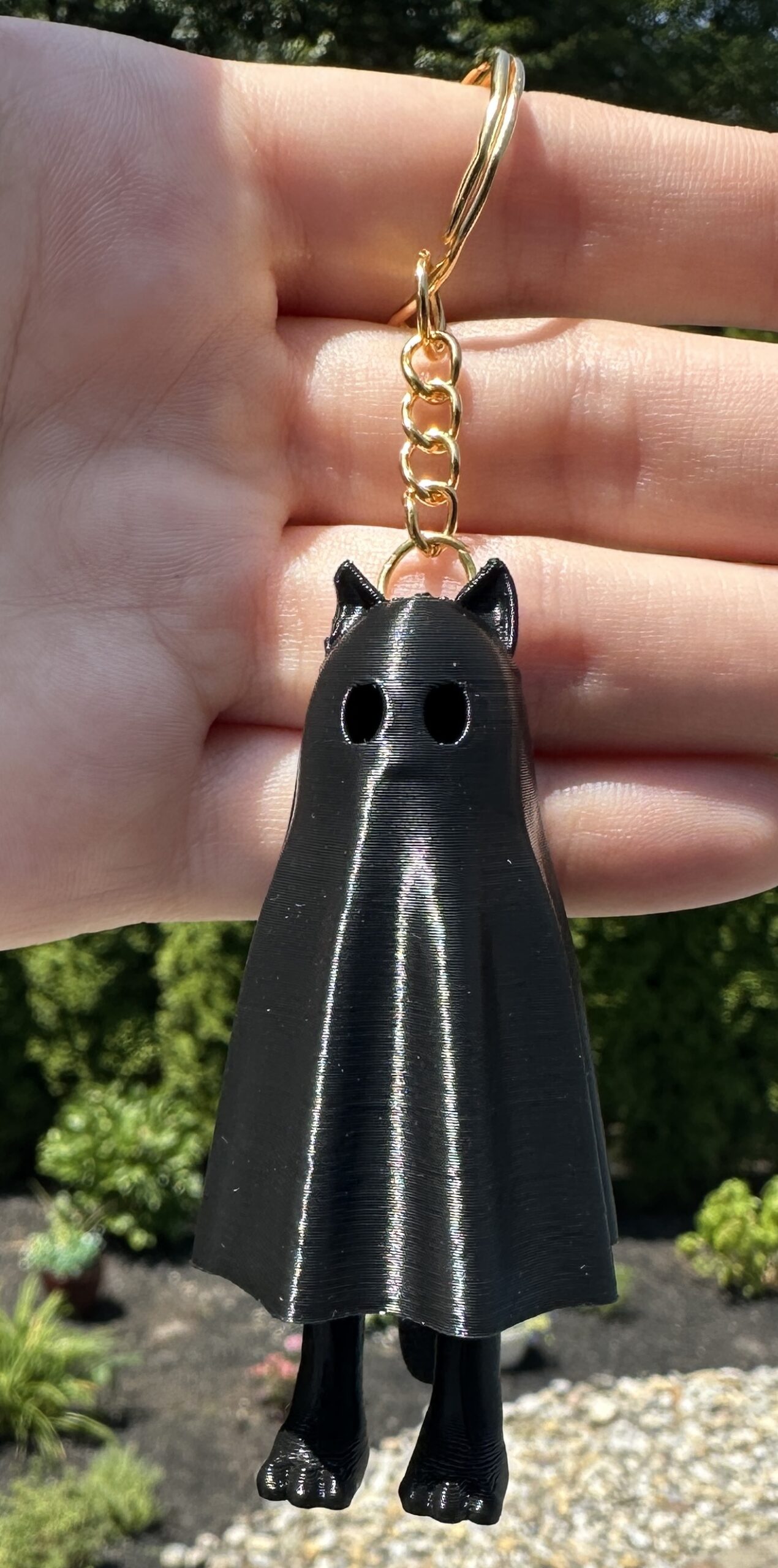 Ghost Cat Keychain – Black or White – 3D Printed Spooky Kitty Charm - Image 6