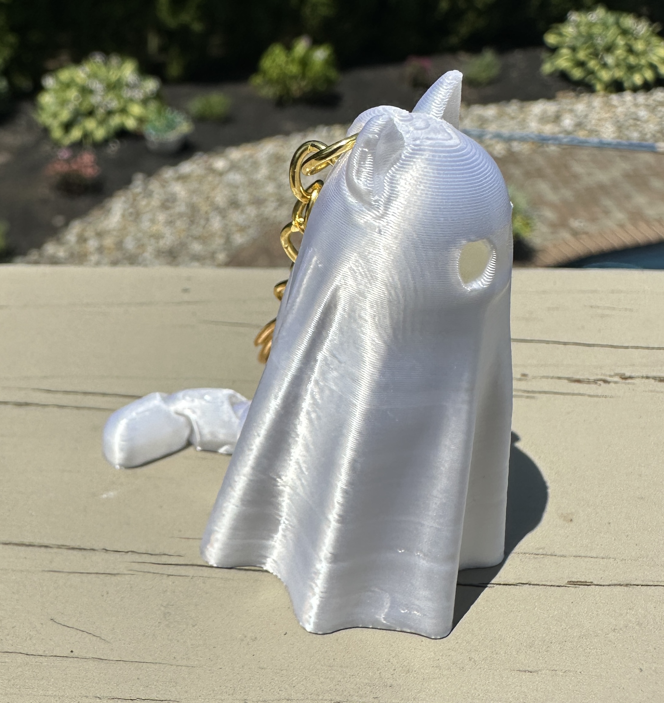 Ghost Cat Keychain – Black or White – 3D Printed Spooky Kitty Charm - Image 3