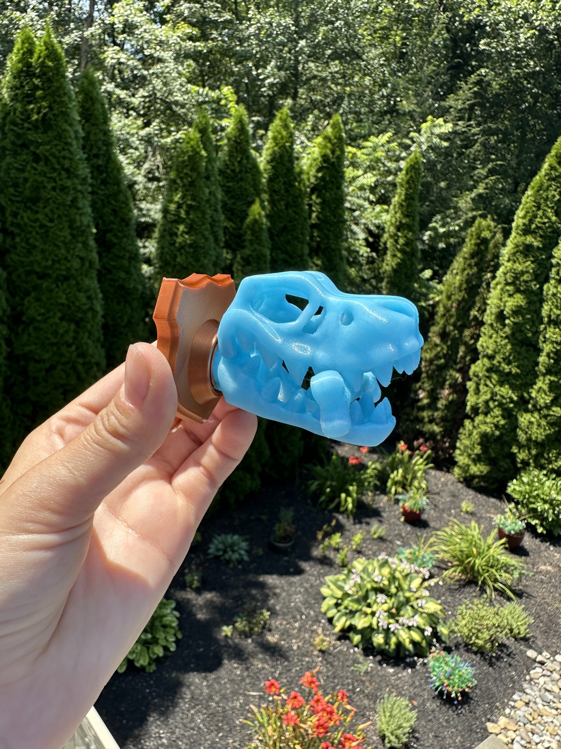 Blue T-Rex Skull & Crossbones Dinosaur Magnet – Glows In The Dark - Image 2