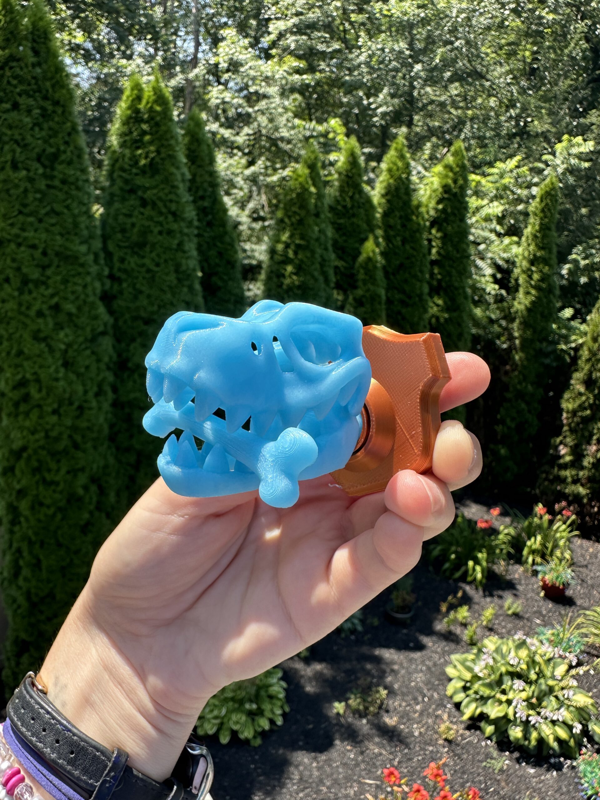 Blue T-Rex Skull & Crossbones Dinosaur Magnet – Glows In The Dark - Image 3