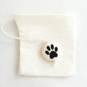 Fabric Reusable Tea Bag, Muslin Cotton Fabric, Paw Print Bead