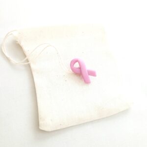 Fabric Reusable Tea Bag, Muslin Cotton Fabric, Pink Ribbon (Breast Cancer Awareness)