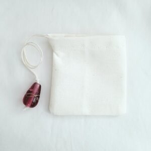 Fabric Reusable Tea Bag, Muslin Cotton Fabric, Amethyst Oval Bead