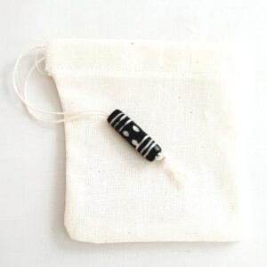 Fabric Reusable Tea Bag, Muslin Cotton Fabric, Black/White Bead