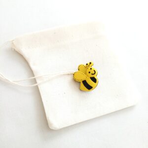 Fabric Reusable Tea Bag, Muslin Cotton Fabric, Bumble Bee Button