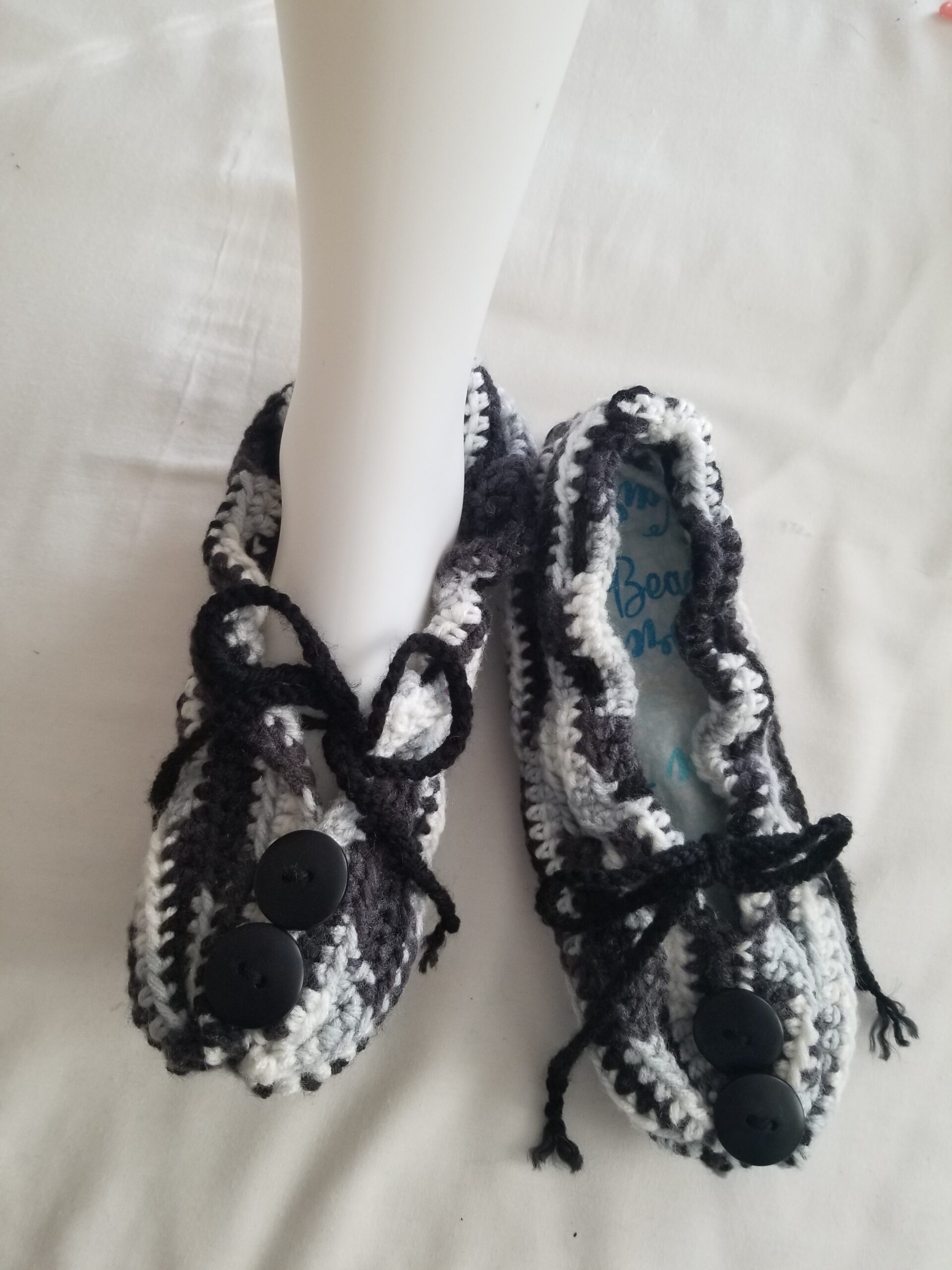 Crochet Slipper Socks - Zebra (size 6-7) - Image 8