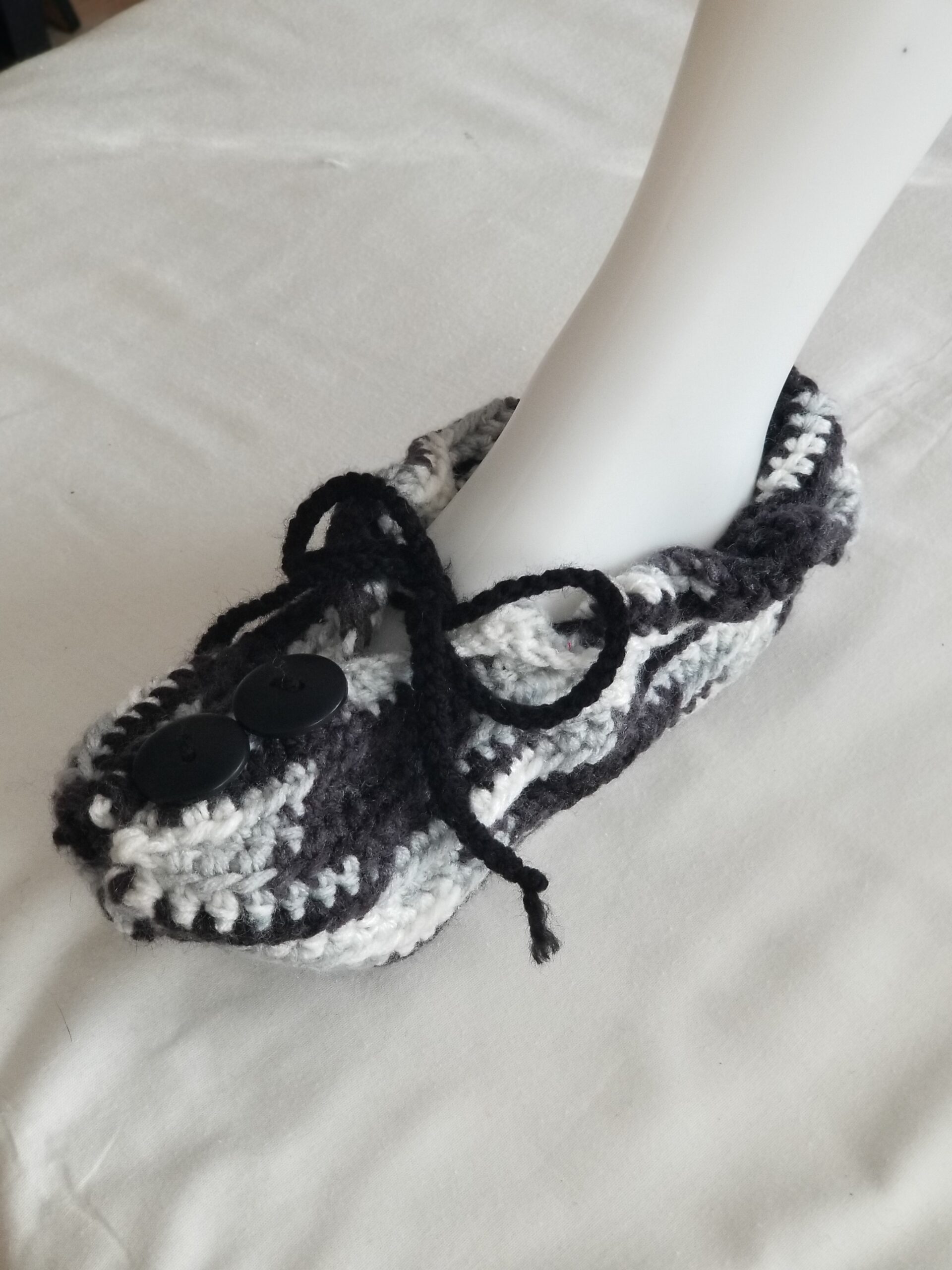 Crochet Slipper Socks - Zebra (size 6-7) - Image 2