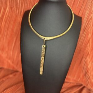 Hammered Gold Choker with Drop Pendant