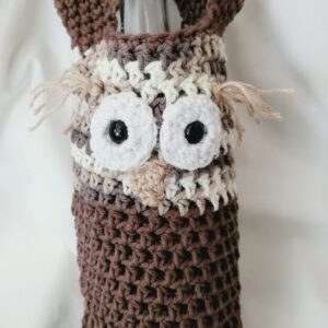 Gift Bag, Crochet Gift Bag - Brown with Tan Owl