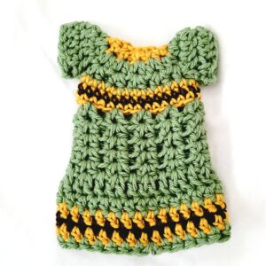 Gift Card Holder & Ornament - Green/Yellow Mini Sweater Dress