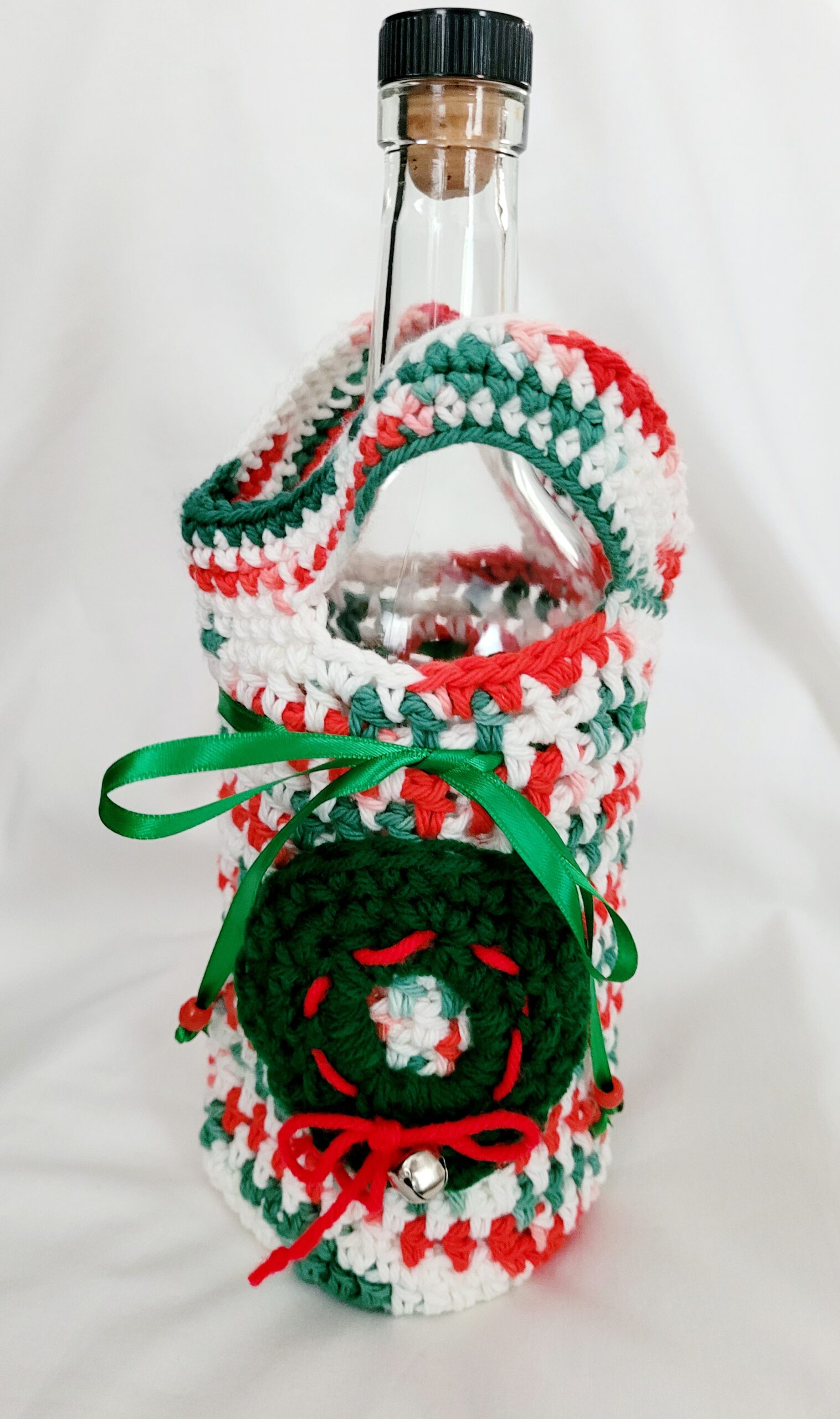 Crochet Gift Bag - Holiday with Green Crochet Wreath - Image 2