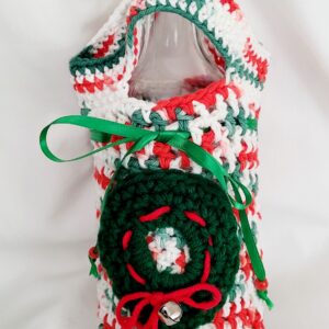 Crochet Gift Bag - Holiday with Green Crochet Wreath