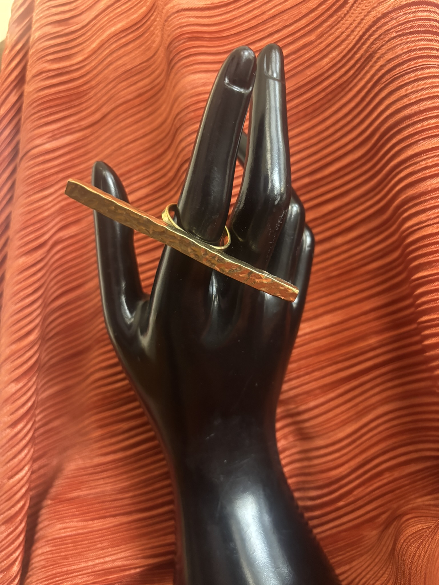 Hammered Brass Bar Ring - Image 2