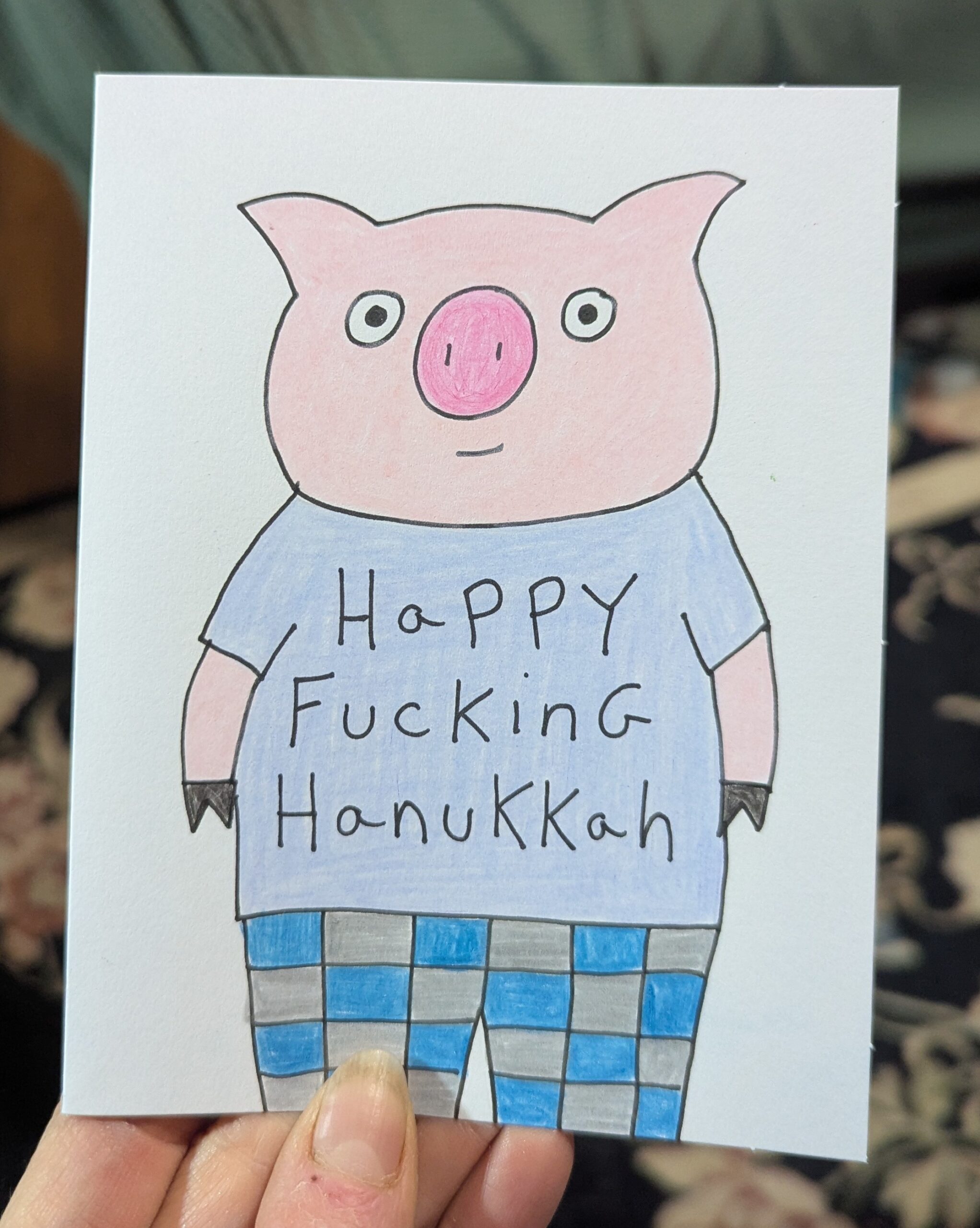 Happy Fucking Hanukkah PIG Card