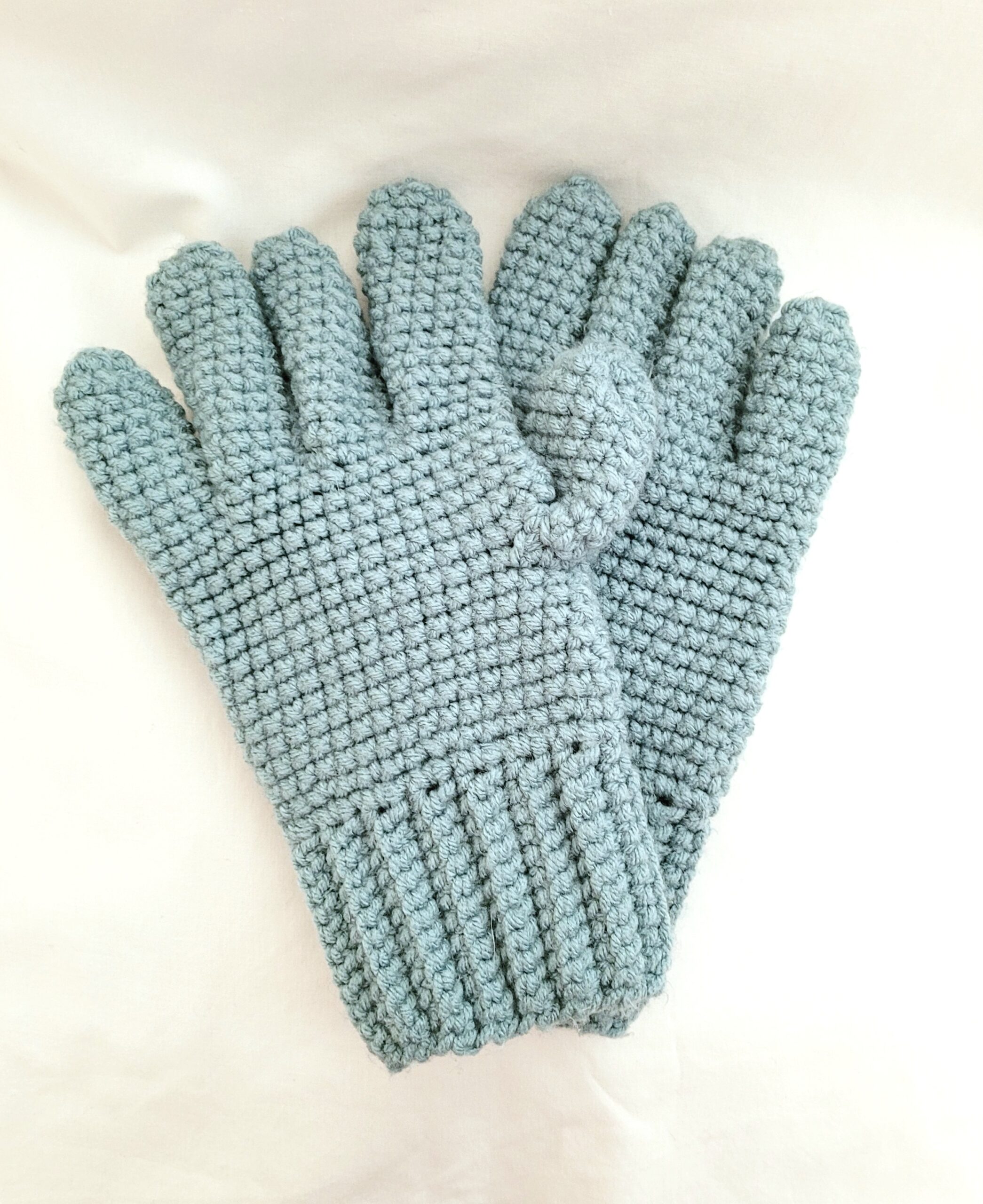 Mittens, Crochet Unisex Gloves - Artic Blue - Image 2