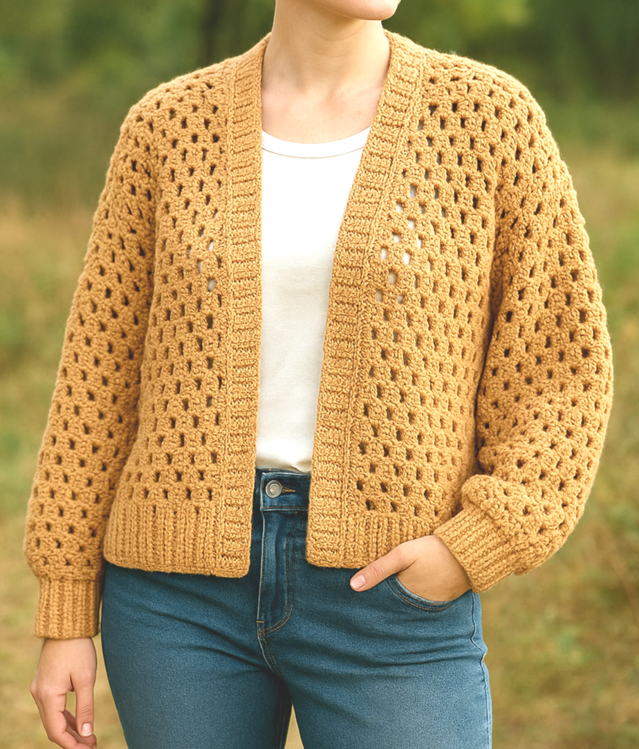 Cardigan – Handmade Crochet - Bisque