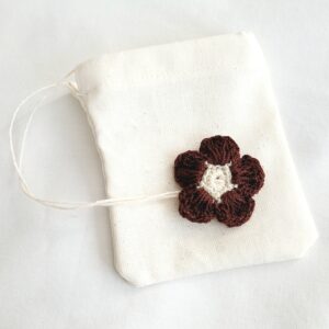 Fabric Reusable Tea Bags – Brown Crochet Flower