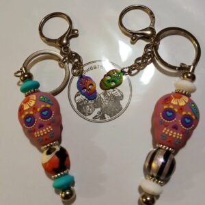 Pink Day of The Dead Keychain