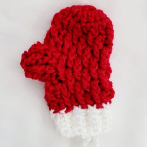 Crochet Holiday Ornament Card Holder - Red/White Mini Mitten
