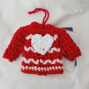 Gift Card Holder & Ornament - Holiday Red Candy Cane Mini Sweater