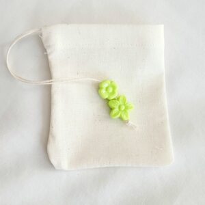 Fabric Reusable Tea Bags – Green Flower Bead