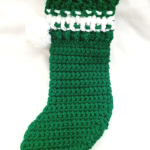 Holiday Crochet Stocking - Green with White