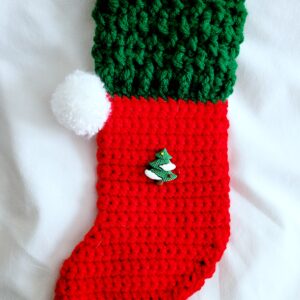 Holiday Crochet Stocking - Mistletoe Red