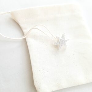 Fabric Reusable Tea Bag, Muslin Cotton Fabric, Snowflake Button (small)