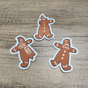 Bitten Gingerbread People Cookie Vinyl Stickers 3"
