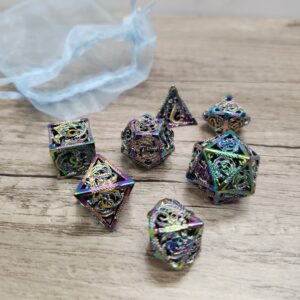 Iridescent Hollow Metal DnD Dice Set