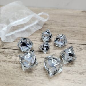 Liquid Core Cats and Glitter DnD Dice Set