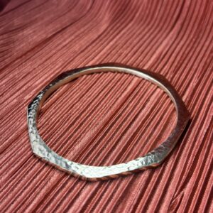 Hexagon-Shaped Hammered Brass Bracelet