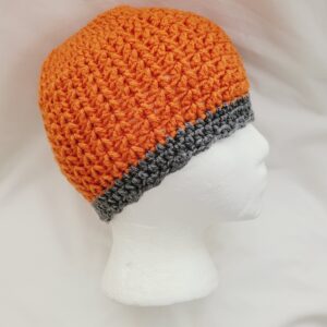 Hat - Crochet Unisex Hat - Orange/Grey