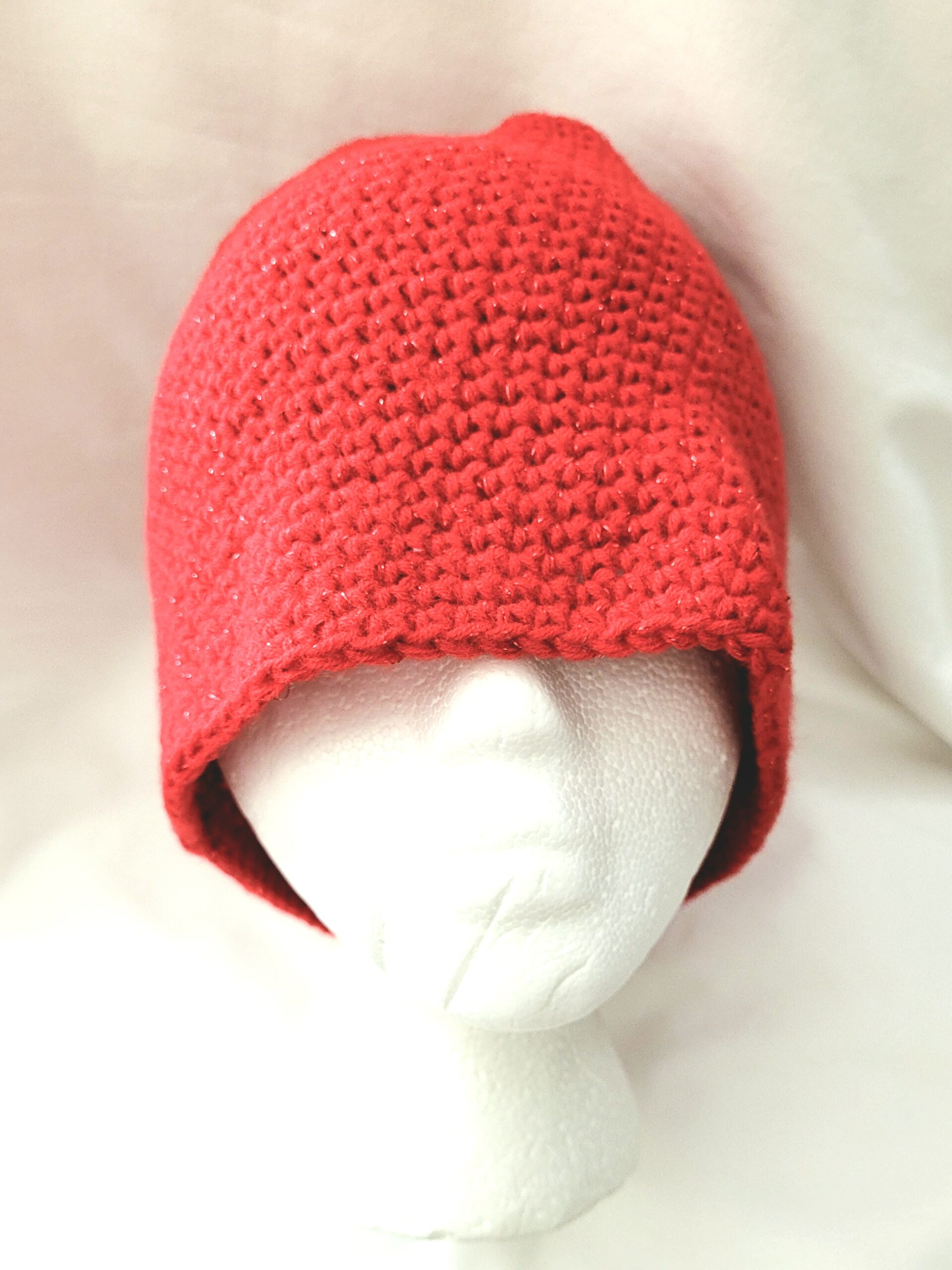 Hat - Crochet Unisex Hat - Red Metallic Sparkle - Image 2