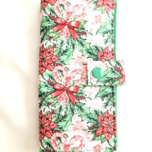 Tea Bag Wallet - Candy Cane Poinsettia