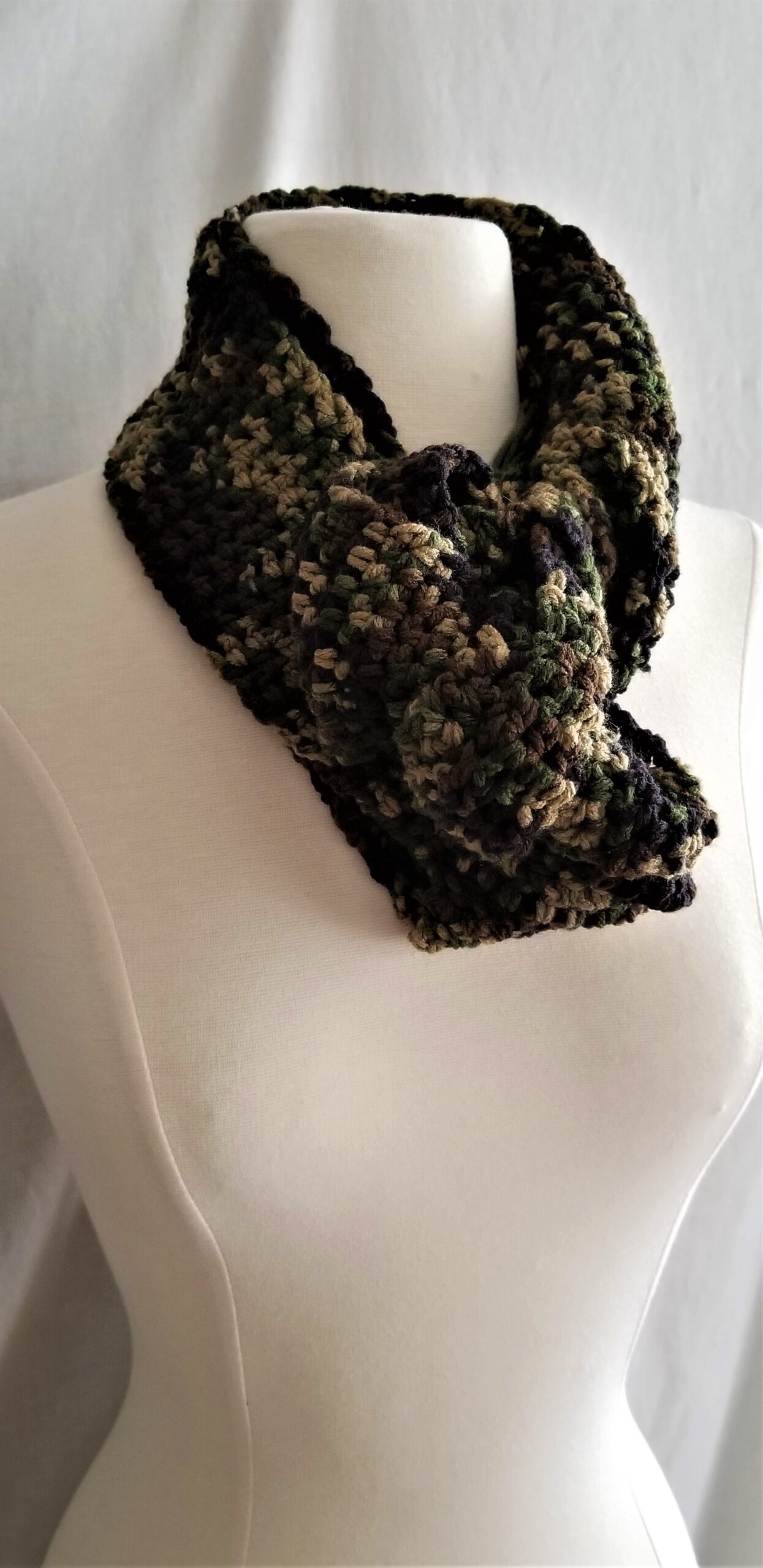 Scarf, AllWays Crochet Scarf - Dark Green Camo - Image 2