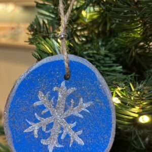 Sparkly Snowflake wood ornament